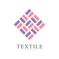 Textile original logo, creative sign for company identity, craft store, advertising, poster, banner, flyer vector