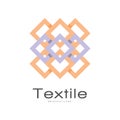 Textile original logo design, creative geometrical badge for company identity, craft store, advertising, poster, banner