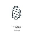 Textile outline vector icon. Thin line black textile icon, flat vector simple element illustration from editable industry concept Royalty Free Stock Photo