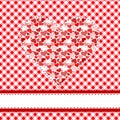 Textile patchwork heart over tablecloth