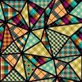Textile patchwork plaid pattern. Seamless Vector image. Khaki colors.