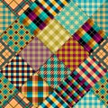 Textile patchwork plaid pattern. Seamless Vector image. Khaki colors.