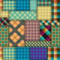 Textile patchwork plaid pattern. Seamless Vector image. Khaki colors.