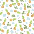 Textile patterns fruit Tropical pineapple seamless pattern Exotic fruits leaves Summer background. Vector print Royalty Free Stock Photo