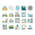 Textile Production Collection Icons Set Vector .