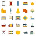 Textile production icons set flat vector isolated