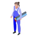 Textile production worker icon, isometric style