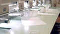 Textile - Professional and industrial embroidery machine. Machine embroidery is an embroidery process whereby a sewing