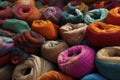 Textile roll colorful market stack assortment. Generate Ai