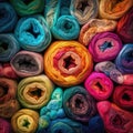 textile rolls scrolls pattern rainbow colorful poster background wall art. Royalty Free Stock Photo