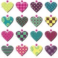 Textile scrapbook hearts on white background Royalty Free Stock Photo