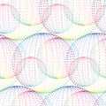Textile seamless pattern of balls with texture milticolor dots