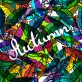 Textile seamless pattern of colorful umbrellas autumn