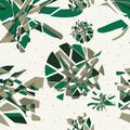 Textile seamless pattern of green abstract explosions