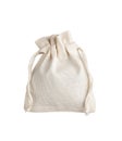 Textile small bag mockup. Natural eco fabric linen cotton sack isolated on white Royalty Free Stock Photo