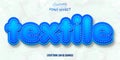 Textile text, 3d blue editable font effect Royalty Free Stock Photo