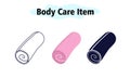 Textile towel rolled up. Bathroom items. Body care. Vector illustration in color, solid and linear design on a white