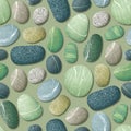 Seamless pattern with sea pebbles Stones from the beach