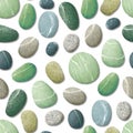 Seamless pattern with sea pebbles Stones from the beach