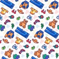 Textile Waste Items Seamless Pattern