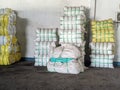 textile waste plastic bags ready to be sold and reprocessed Royalty Free Stock Photo
