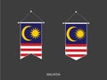 2 style of Malaysia flag. Ribbon versions and Arrow versions. Both isolated on a black background