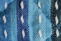 White and blue striped cotton fabric macro closeup Royalty Free Stock Photo