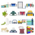 Textiles, industry, factory and other web icon in cartoon style.Plant, mill, building, icons in set collection.