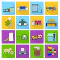 Textiles, industry, factory and other web icon in flat style.Plant, mill, building, icons in set collection.