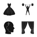 Textiles, sport, medicine and other web icon in black style. curtains, cornice, design, icons in set collection.