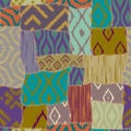 Textille patchwork pattern. Ikat ethnic pattern. Seamless Vector image. Royalty Free Stock Photo