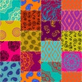 Textille patchwork pattern. Seamless Vector image. Bright tribal patchwork. Royalty Free Stock Photo