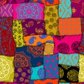 Textille patchwork pattern. Seamless Vector image. Bright tribal patchwork. Royalty Free Stock Photo