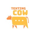 Texting chat message Cow animal Orange logo concept design