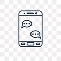 Texting vector icon isolated on transparent background, linear T