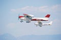 Textron 172S and Cessna 172S aircraft are airborne. Royalty Free Stock Photo