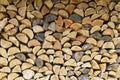 Textura, background - natural wood. Wooden Logs Stacked