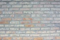 Textural background of orange and light orange cracked bricks. Old brick wall close up.