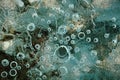 Texture abstract closeup background ice with grooves, furrows, and bubbles of air cought by frost in the mass of water