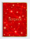 Cover designI of Notebook/ Planner with isolated sparkling twinkling Stars texture on abstract Night Sky blue background Royalty Free Stock Photo