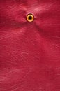 Texture of artificial leather with a red door peephole