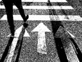 Texture asphalt road with feet of man walking on pedestrian zebra Royalty Free Stock Photo