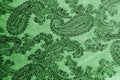 Texture, background blue, green, verdant, lawny, vealy, virid blushful fabric with a paisley pattern.based on traditional Asian