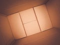 Texture background brown paper box , Empty open rectangular cardboard box Royalty Free Stock Photo