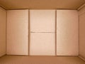 Texture background brown paper box , Empty open rectangular cardboard box Royalty Free Stock Photo