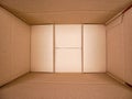 Texture background brown paper box , Empty open rectangular cardboard box Royalty Free Stock Photo