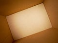 Texture background brown paper box , Empty open rectangular cardboard box Royalty Free Stock Photo