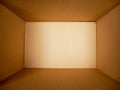 Texture background brown paper box , Empty open rectangular cardboard box