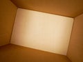 Texture background brown paper box , Empty open rectangular cardboard box Royalty Free Stock Photo