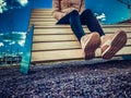 Texture, background. 3d volumetric background, pink stones. there is a wooden bench on the road for people to rest. a girl in pink Royalty Free Stock Photo